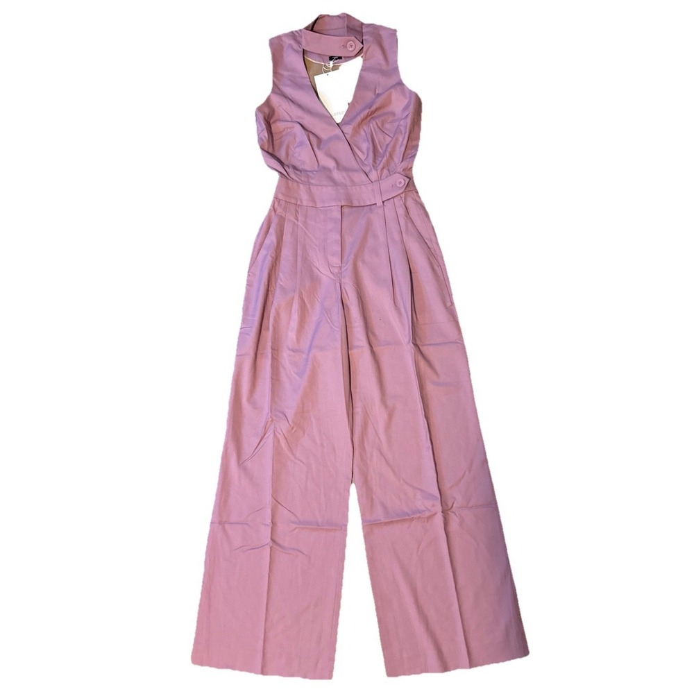 NWT Wildfang Empower Jumpsuit Womens 6 Mauve Wide Leg High Waisted